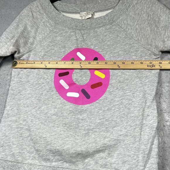 Kate Spade x Darcel Sweatshirt Womens Size XS Gray Donut Graphic Boatneck - Picture 6 of 14